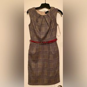 Plaid belted suit dress with pockets NWOT